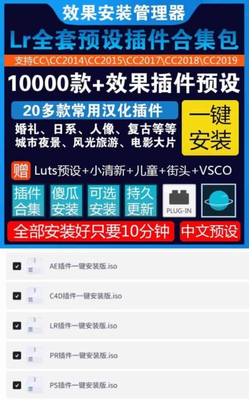 图片[1]-插件大合集！PS、PR、AE、LR、C4D一键安装插件-电玩联盟